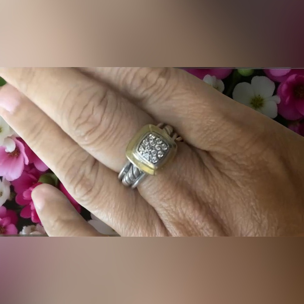 Authentic David Yurman 18k Gold & Sterling Silver Diamond Ring